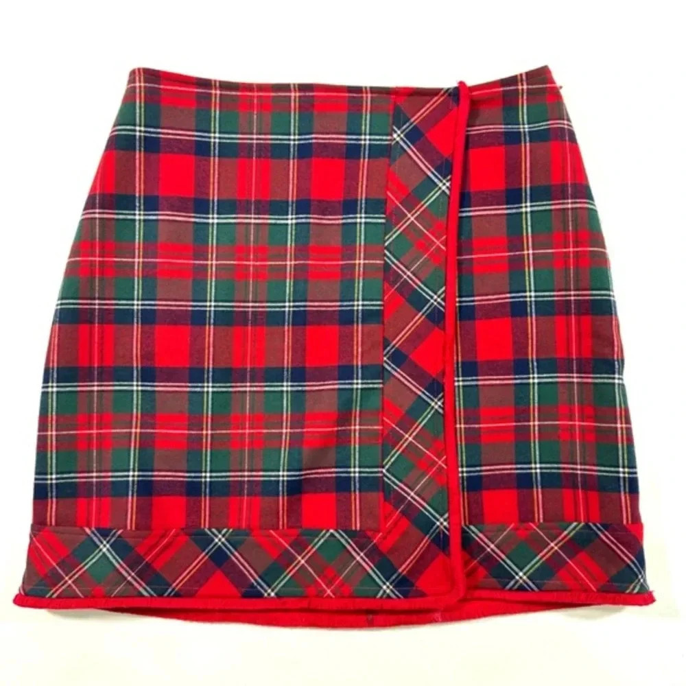 Vineyard Vines Merry Plaid Fringe Postage Stamp Skirt Mini